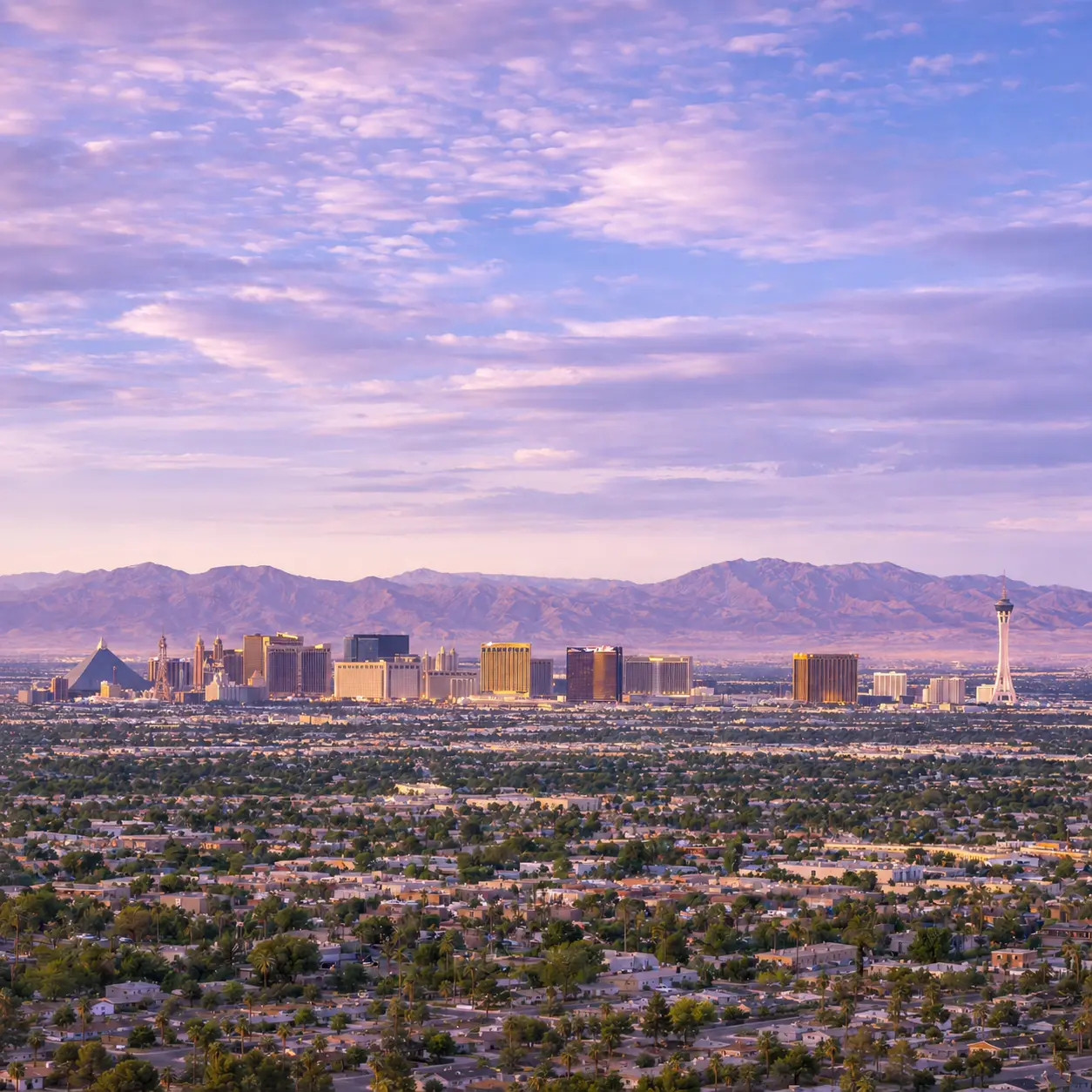 Las Vegas Strip and Valley with Golden Hues